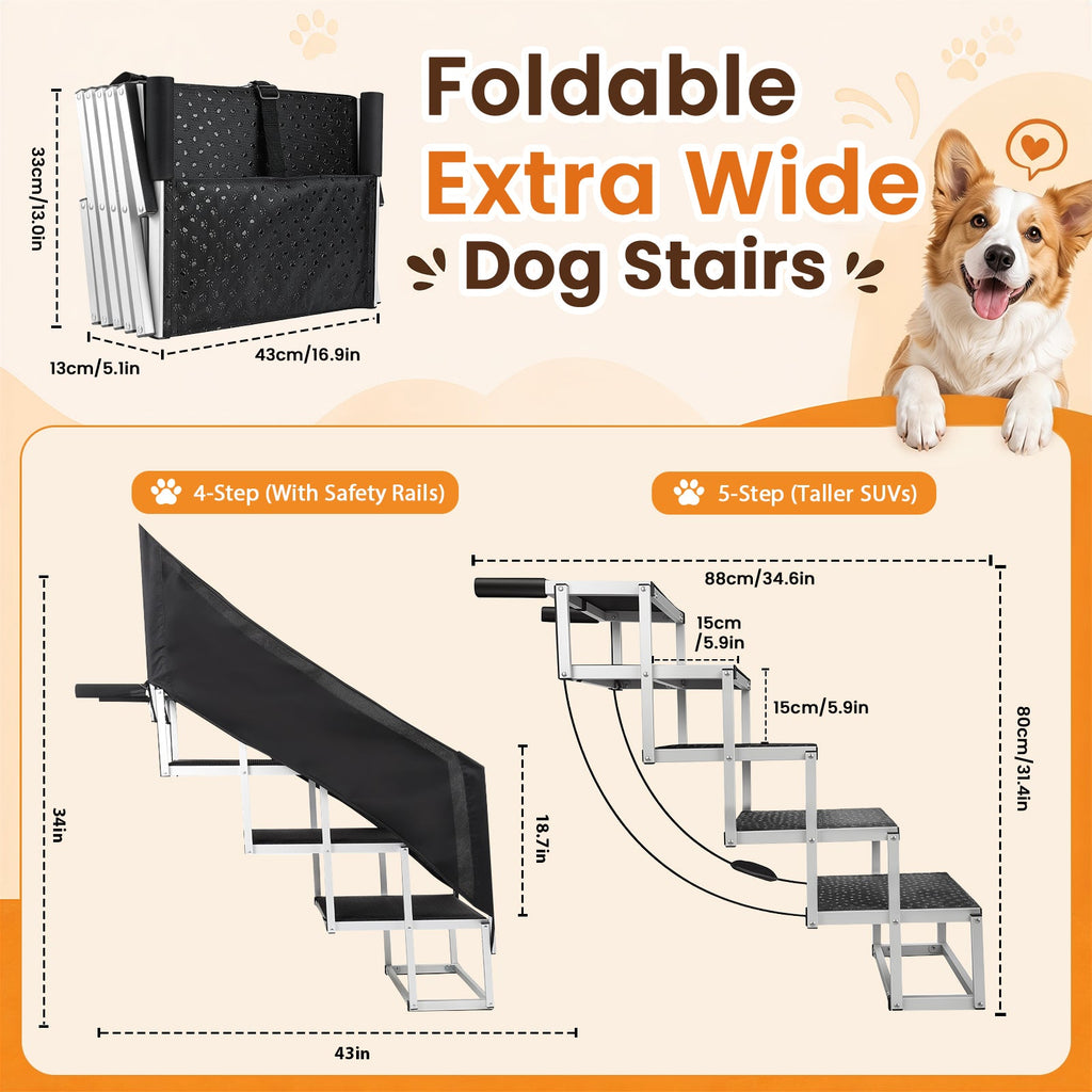 Leeyoung Everyday Move™ Compact Dog Stairs (Standard 5-Step / Secure-Climb 4-Step)